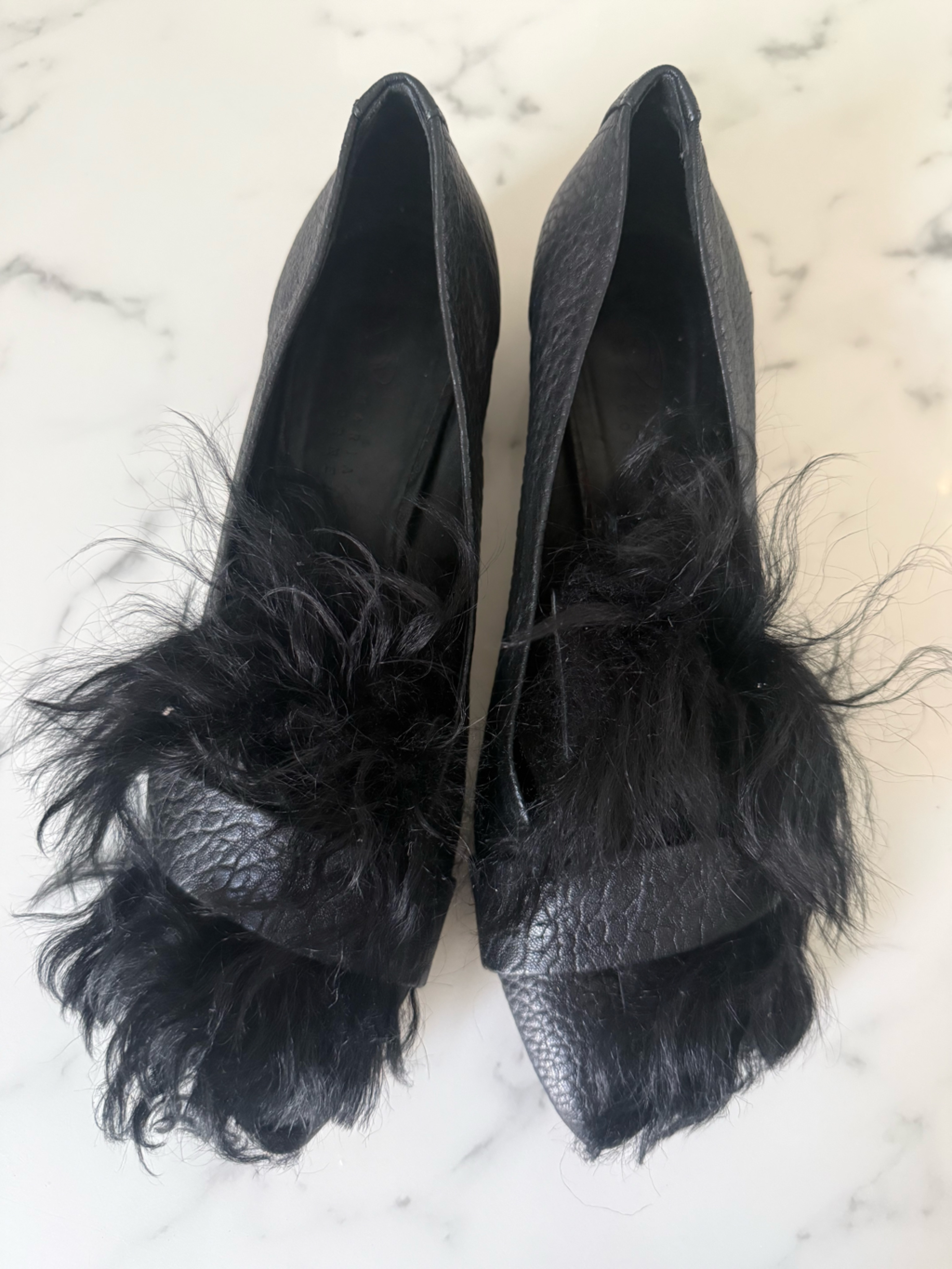 Zero + Mara Cornejo Black Sheepskin Accented Slip-On Flats